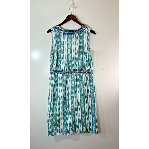 J. Jill Womens Embroidered Dress Size M Tall Multicolor Beachy Boho Artsy Travel - Picture 2 of 8